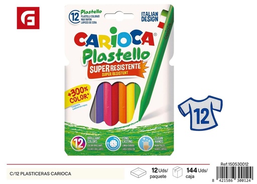 [150530012] Ceras de plástico 12 colores - Material de papelería