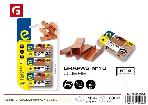 [150609074] Blister de 3 recambios grapadora N10 - Material de oficina