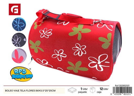 [302902121] Bolso de viaje tela flores (M) 43.5x25x25cm - Transportines y accesorios para mascotas