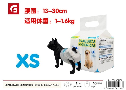 [302902181] Braguitas Higiénicas (XS) 8PCS 13-30 cm/1-1.6 kg - Productos para mascotas