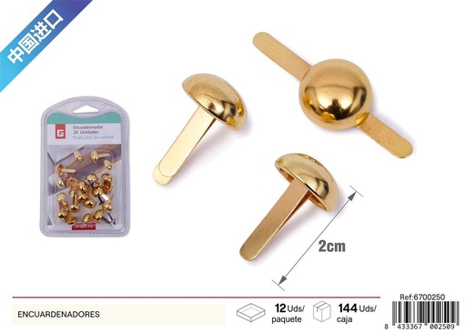 [6700250] Encuadernadores metálicos 20pcs dorado - Papelería