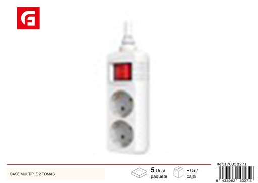 [170350271] Base múltiple de 2 tomas color blanco - Suministros eléctricos y regletas