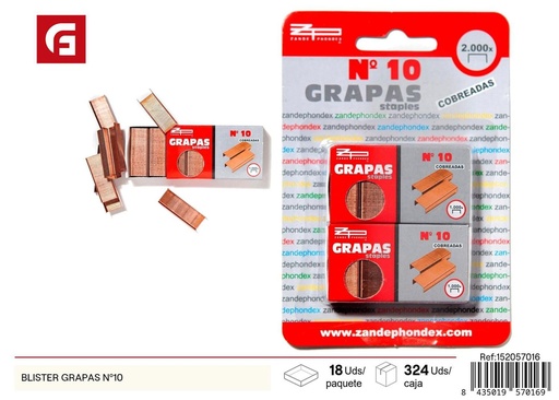 [152057016] Blister de grapadoras Nº10 (10 unidades) - Suministros de oficina y grapas