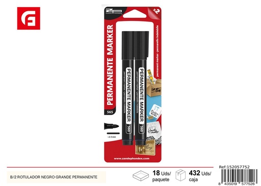 [152057752] Ratualdor negro grande permanente B/2 - Material de oficina