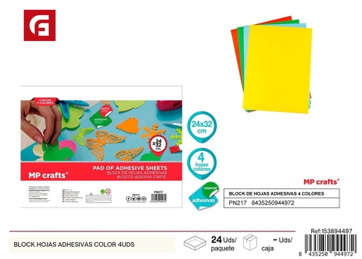 [153894497] Block de hojas adhesivas de colores en 4 unidades - Manualidades y artículos de oficina