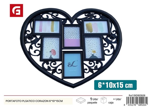 [190160926] Portafoto de plástico con forma de corazón 6x10x15 cm - Marcos decorativos