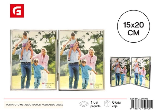 [190160706] Portafotos metálico 15x20 cm con soporte doble - Marcos de fotos metálicos