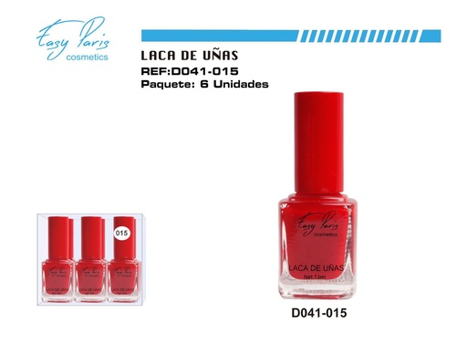 [D041-015] Esmalte de uñas ROJO VIVO 6/U - Cosméticos