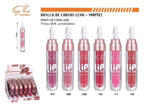 [B155-02] Brillo labial 24h mate 24/U - Productos de belleza