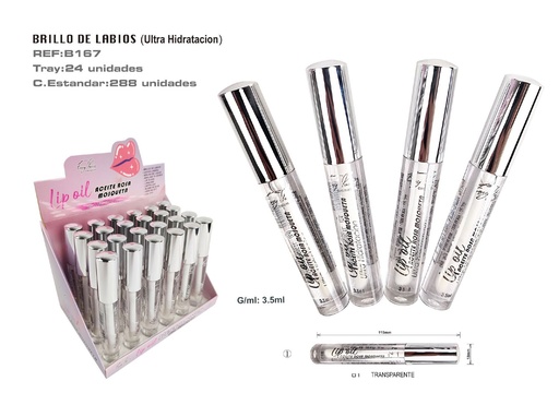 [B167-01] Bálsamo labial ultra hidratante con aceite de rosa mosqueta (24 uds) - Cosméticos y productos de labios
