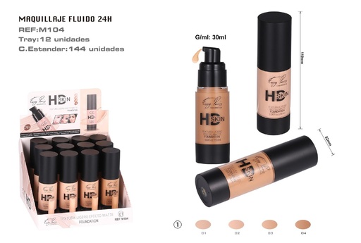 [M104-01] Base líquida bronceado ligera 12/U - Productos de maquillaje