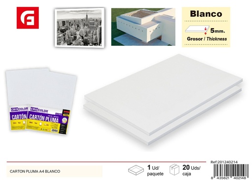 [201240214] Carta de cartón pluma A4 blanca - Manualidades y material de arte