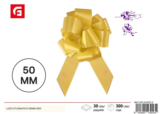 [201243013] Lazo automático dorado 50 mm - Etiquetas y regalos
