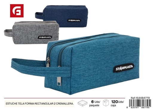[154484779] Estuche de tela rectangular 2 cremalleras - Material escolar y organización