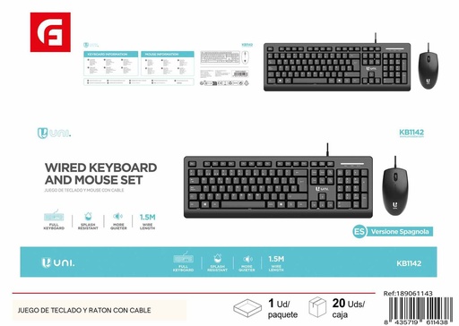 [189061143] Juego de teclado y ratón con cable - Electrónica