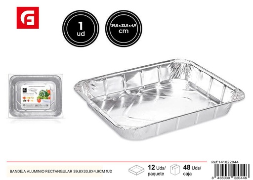 [141822044] Bandeja de aluminio rectangular 39.8x33.8x4.9cm - Utensilios desechables