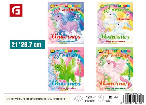 [202400422] Color y Fantasía Unicornios con pegatina - Libro educativo infantil  