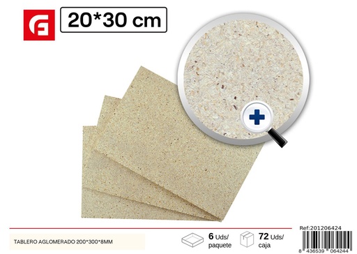 [201206424] Tablero aglomerado 200*300*8 mm - Material para manualidades
