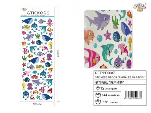 [PE0087] Pegatinas decorativas "Animales Marinos" 12.5x35cm - Decoraciones infantiles