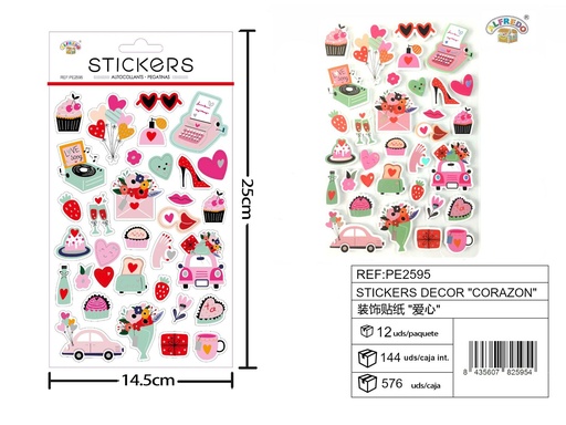 [PE2595] Stickers decor "corazón" 14x25 cm - Pegatinas infantiles