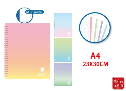 [A001979] Cuaderno PP A4 Rainbow Soft Ring 80H 23x30 - Material escolar