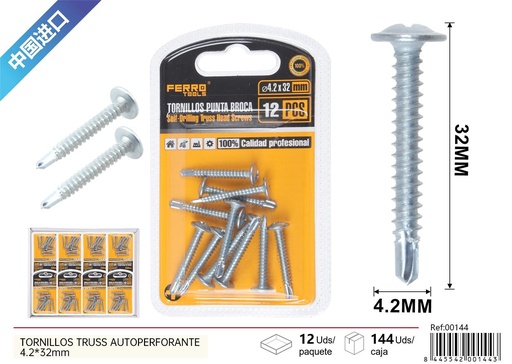 [00144] Tornillos truss autoroscantes 4.2x32 mm - Ferretería y tornillos