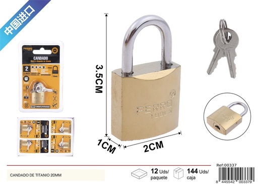 [00337] Candado de titanio 20 mm - Seguridad y cerraduras