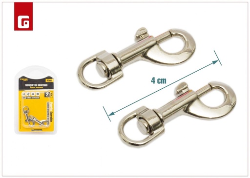 [00508] Mosquetón giratorio para mascotas 40mm 2 piezas - Accesorios de ferretería y mascotas