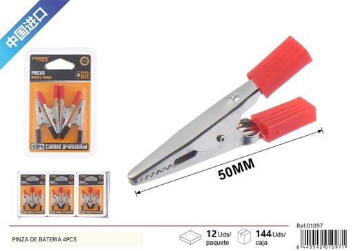 [01097] Pinza de batería mediana 4 pcs - Herramientas de ferretería y pinzas