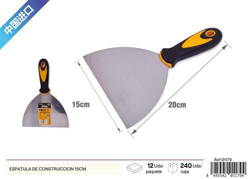 [01179] Espátula de construcción 150mm negra y amarilla - Herramientas de albañilería y ferretería