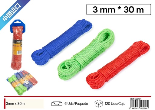 [02284] Cuerda PE multicolor 3mm*30m - Ferretería y cuerdas