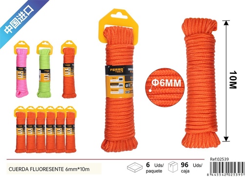 [02539] Cuerda fluorescente 6 mm*10 m - Accesorios y herrajes de ferretería