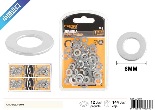 [03384] Arandela plana 6mm - Accesorios de ferretería