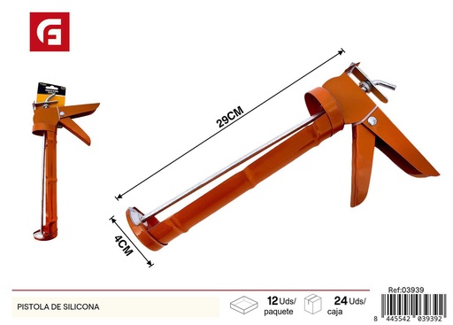 [03939] Pistola de silicona 300g color naranja - Herramientas de ferretería y adhesivos