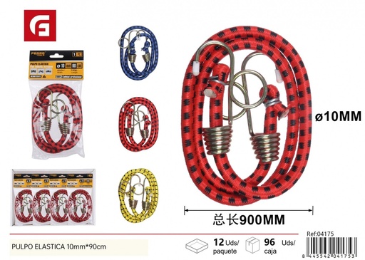 [04175] Pulpo elástica con ganchos grandes, 10mm x 90cm - Accesorios de coche y amarre