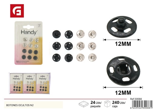 [30088] Botón automático Nº2 12pcs - Accesorios de mercería