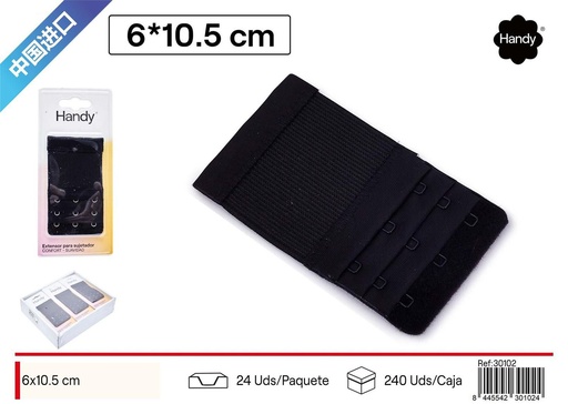 [30102] Corchetes de sujetador de 3 filas y 3 ganchos en negro - Accesorios de costura