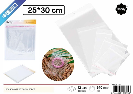 [251374] Bolsita OPP 4 hilos 25*30cm 30 piezas - Artículos de regalo