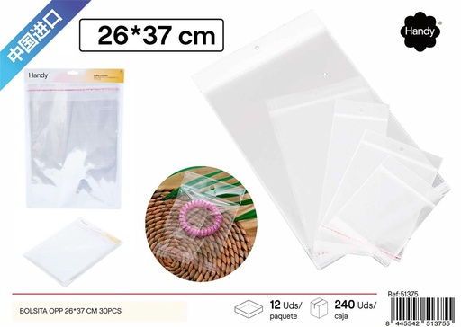 [251375] Bolsita OPP 4 hilos 26*37cm 30 piezas - Artículos de regalo