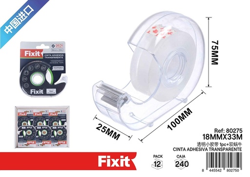 [80275] Cinta adhesiva transparente 18 mm*33 m - Materiales de oficina y manualidades