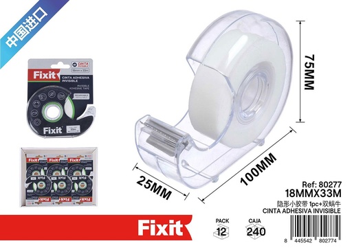 [80277] Cinta adhesiva invisible 18mm*33m - Material de oficina y adhesivos