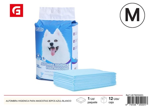 [187905001] Alfombra higiénica para mascotas 30 piezas azul/blanco - Empapadores para mascotas