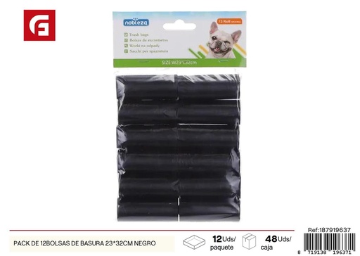 [187919637] Pack de 12 bolsas de basura de 23x32 cm en color negro - Accesorios de limpieza