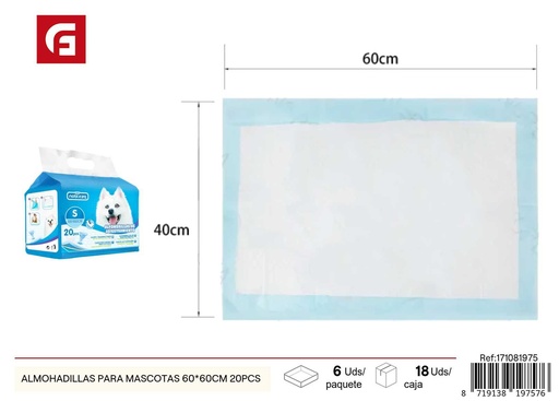 [171081975] Almohadillas para mascotas 20 piezas 60x60 cm - Empapadores para mascotas