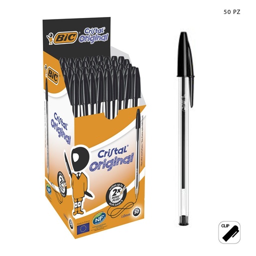 [A000184] Bolígrafo BIC Cristal Original negro caja de 50 unidades - Útiles de escritura y papelería