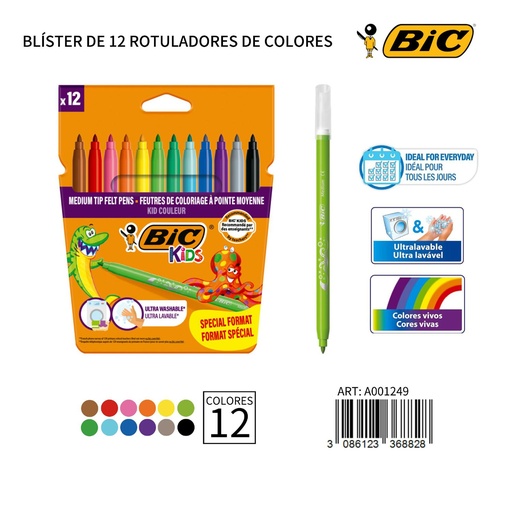 [A001249] Rotulador de acuarela BIC 12 piezas - Material de oficina BIC