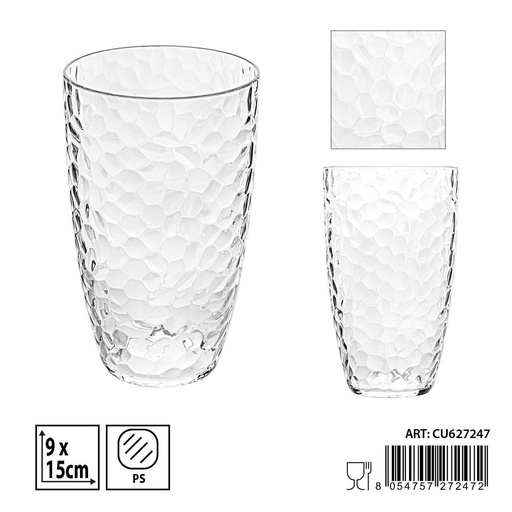 [0235198] Vaso de plástico PS textura 9x15cm - Cocina Vasos