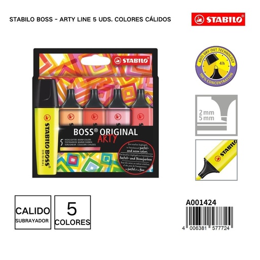[A001424] Lápices de colores stabilo 5 colores cálidos - Material de papelería