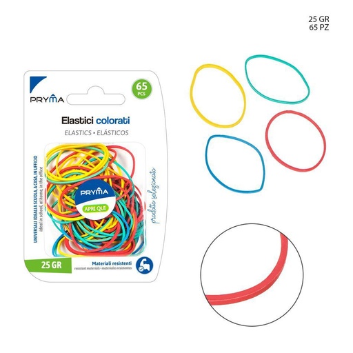 [0123864] Goma elástica de colores 25g 65pz - Productos de oficina