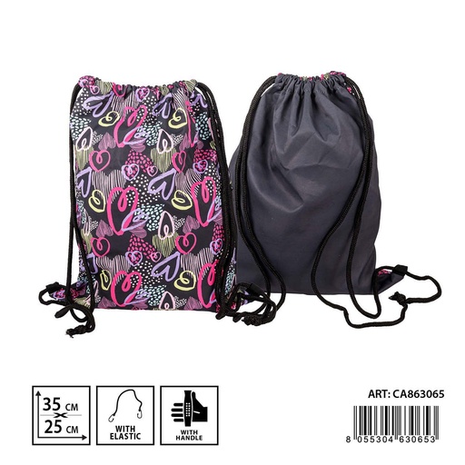 [0235047] Mochila saco corazones L 35x25 cm - Bolsas de deporte